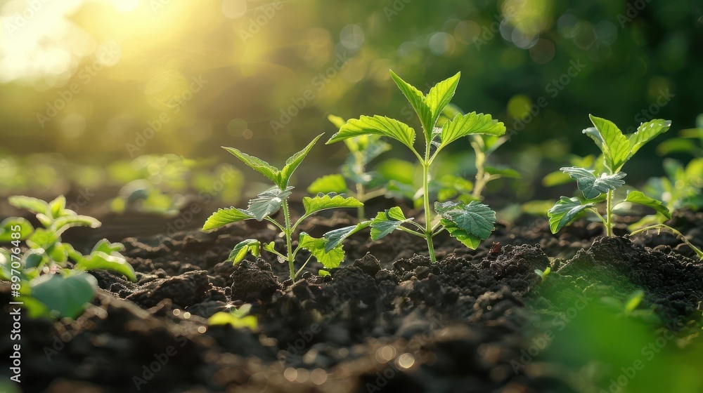 Realistic organic farming scene with a variety of crops growing in rich soil high-definition detail Realistic organic farming scene with a variety of crops growing in rich soil high-definition detail