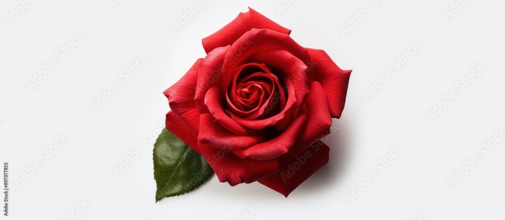 Naklejka premium Single Red Rose on White Background