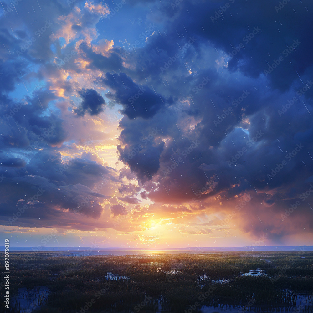 Naklejka premium Rainy nature and the sky after the rain