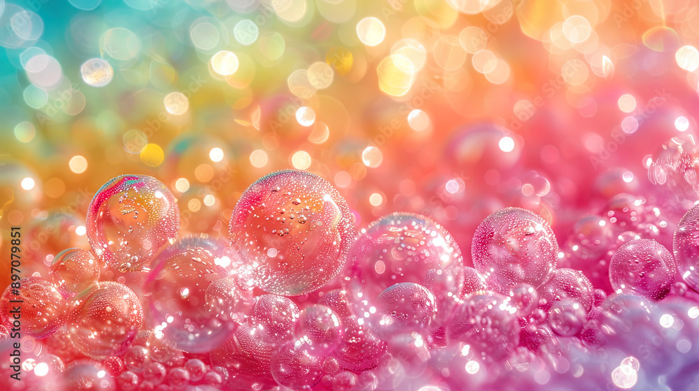 Colorful Bubbles Floating in Dreamy Rainbow Sky,background with bubbles Colorful Bubbles Floating in Dreamy Rainbow Sky,background with bubbles