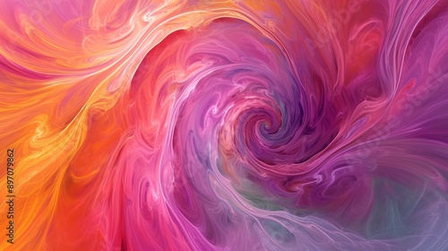 Abstract colorful swirling pattern, vibrant digital artwork. Psychedelic art concept
