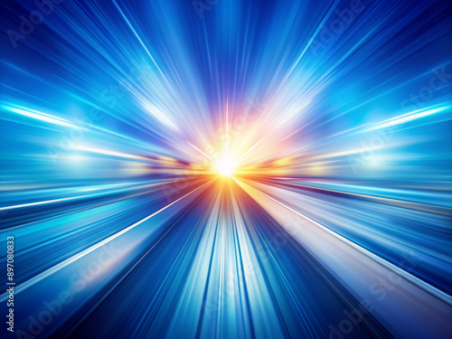 abstract background  Abstract background with speed blurred blue lines and horizon. Futuristic illustration.