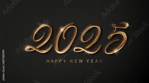 2025 Happy new year background with gold numbers. Premium vector for Christmas Holiday. © YURII