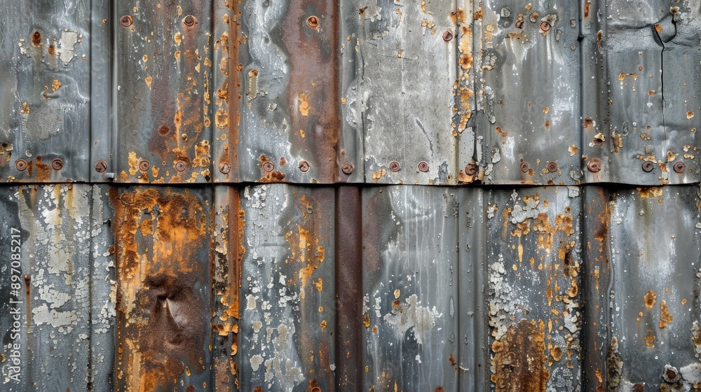 Galvanized metal sheet, weathered with rust and secured by screws, adds character to any project Galvanized metal sheet, weathered with rust and secured by screws, adds character to any project
