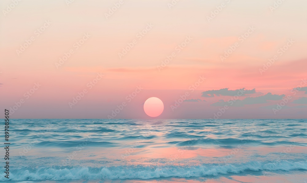 Tranquil Ocean Sunset,Generative AI Tranquil Ocean Sunset,Generative AI