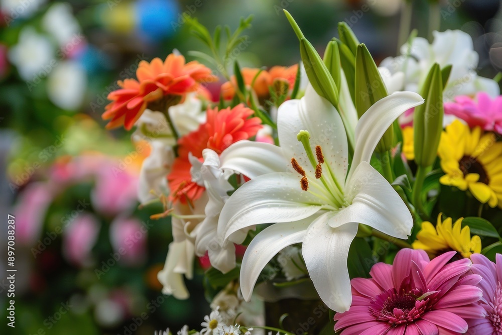 flowers in remembrance or memorial of a person flowers in remembrance or memorial of a person