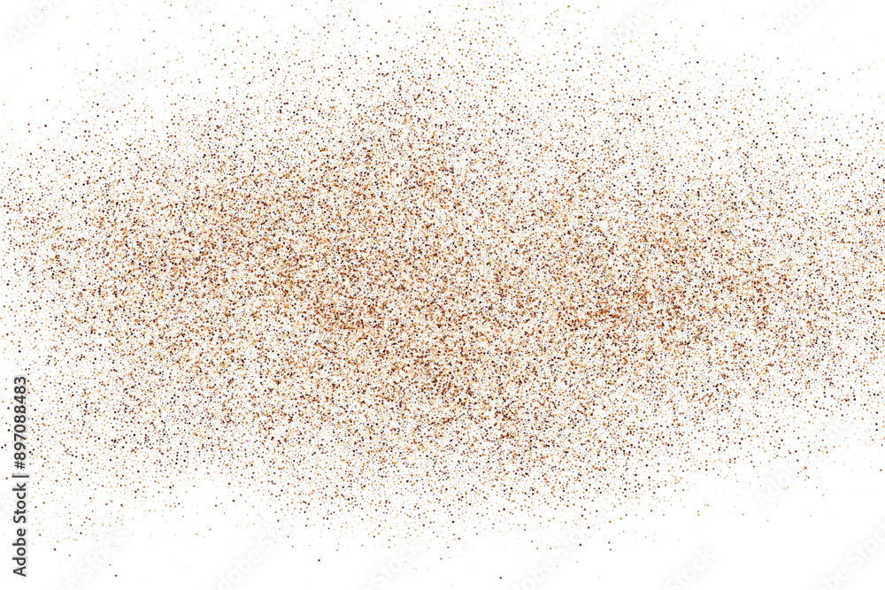 Sand Abstract Backdrop. Coffee Color Texture Isolated on White Background. Chocolate Color Pattern. Brown Shades Confetti. Vector Illustration, EPS 10.
