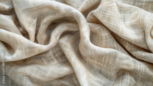 A detailed closeup showcasing the rich texture of natural linen fabric for a luxurious feel