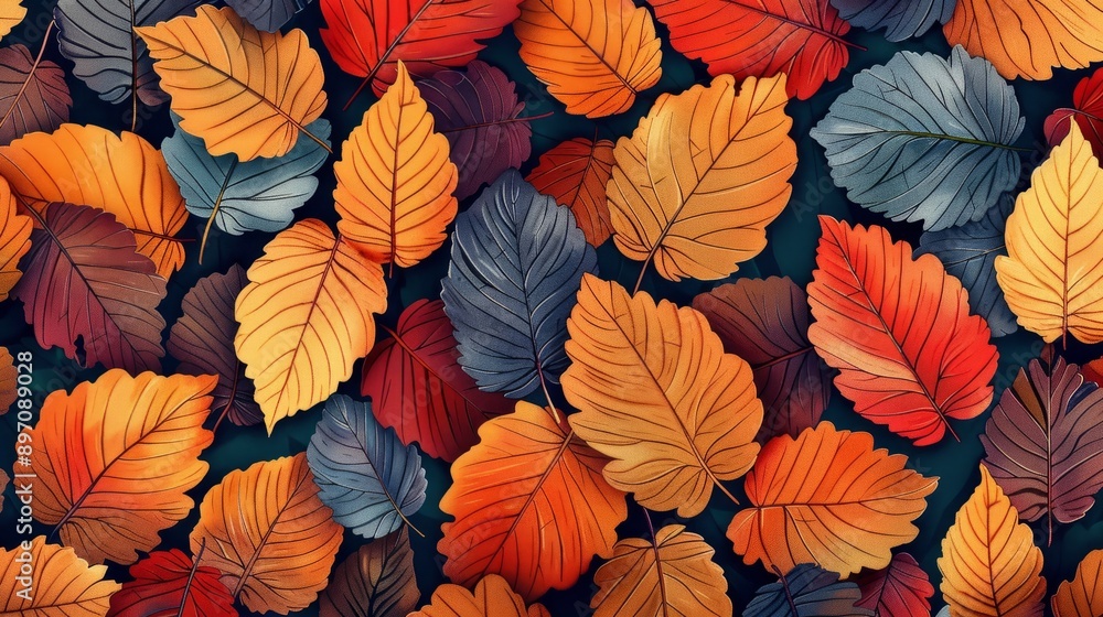 The vibrant autumn leaf pattern showcases a stunning array of warm and inviting hues The vibrant autumn leaf pattern showcases a stunning array of warm and inviting hues