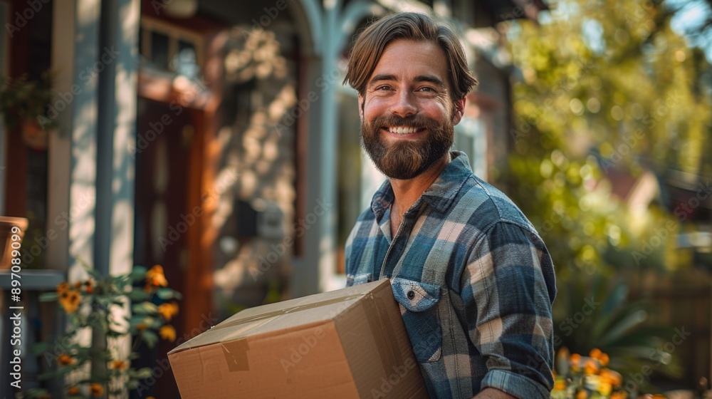 Portrait Of Courier Delivering Package Portrait Of Courier Delivering Package