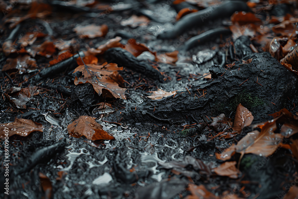 Autumn Forest Floor with Damp Earth and Fallen Leaves Close-Up Autumn Forest Floor with Damp Earth and Fallen Leaves Close-Up