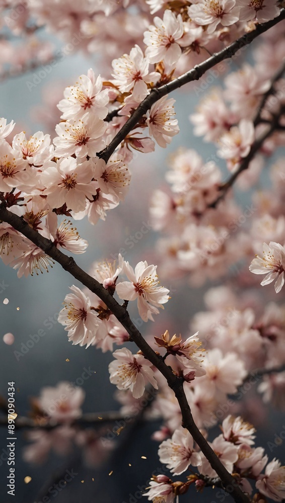 Elegant sakura abstract, gold highlights for print designs, postcards, or premium wallpaper Elegant sakura abstract, gold highlights for print designs, postcards, or premium wallpaper