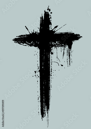 Grunge style religious cross design background 