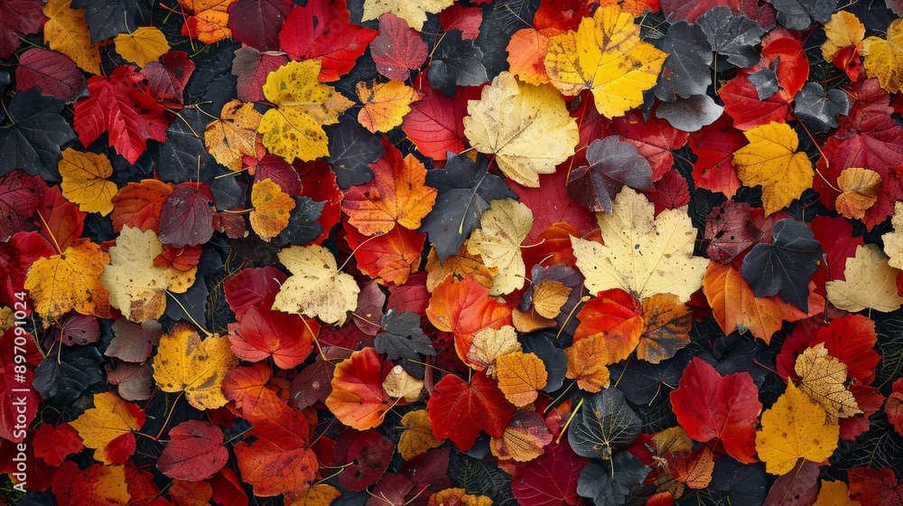 Upclose view showcasing the vivid texture of autumn leaves during the vibrant season Upclose view showcasing the vivid texture of autumn leaves during the vibrant season
