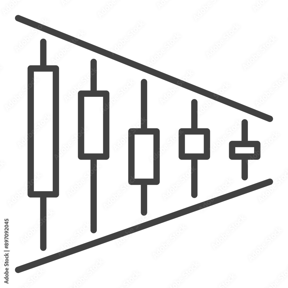 Crypto Triangle Pattern vector Candlestick Chart outline icon or design element Crypto Triangle Pattern vector Candlestick Chart outline icon or design element