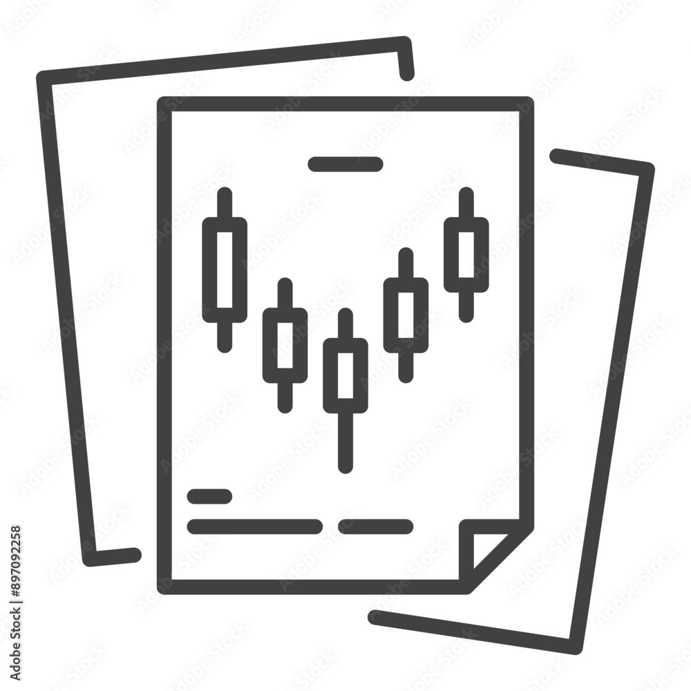 Documents with Candlestick Chart for Trader vector linear icon or logo element Documents with Candlestick Chart for Trader vector linear icon or logo element