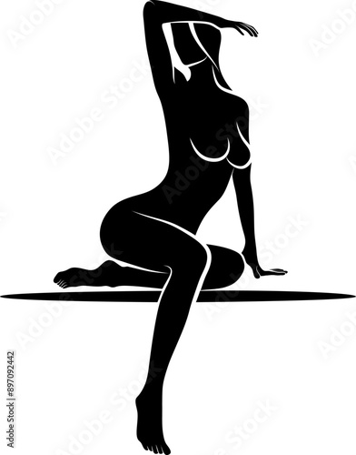 Silhouette of Nude Woman . Vector illustration 