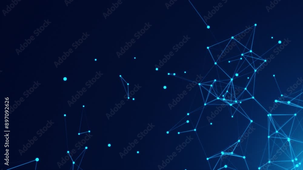 Glowing blue network with connecting lines and nodes, abstract digital technology background. Plexus animation, background for presentations Glowing blue network with connecting lines and nodes, abstract digital technology background. Plexus animation, background for presentations