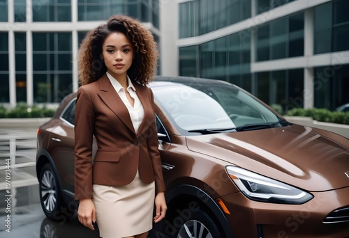 Beautiful Girl with Luxury Car in Fancy Dress