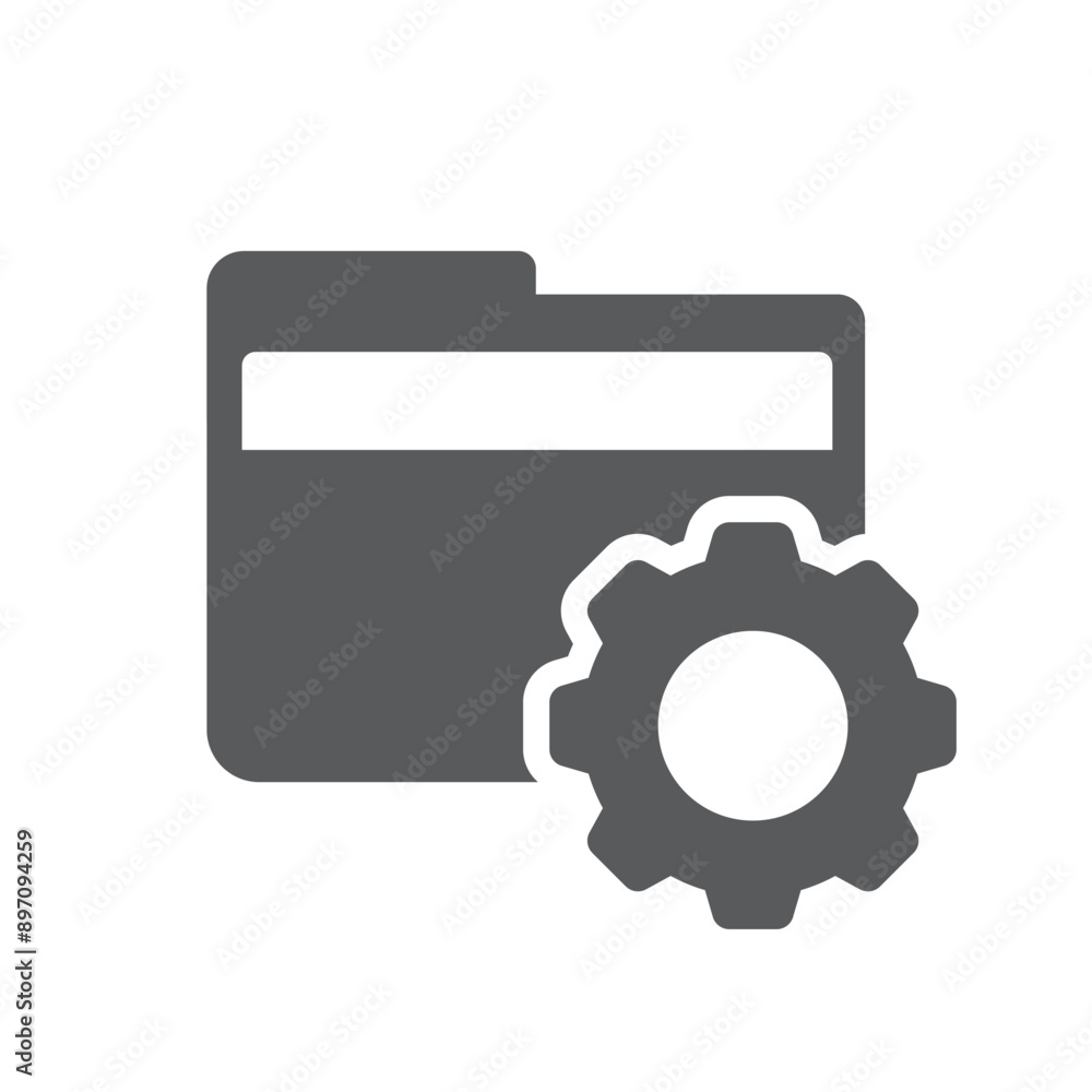 Folder with cogwheel icon isolated flat style vector illustration. Folder with cogwheel icon isolated flat style vector illustration.