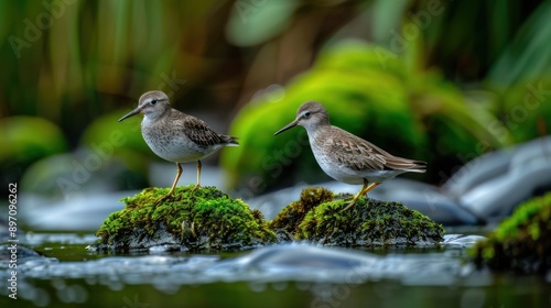 A close up of two sandpiper birds © subhan
