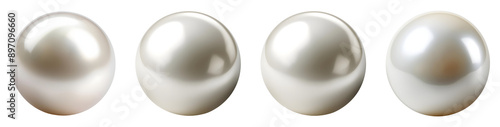 Set of pearl isolated transparent background, PNG set 