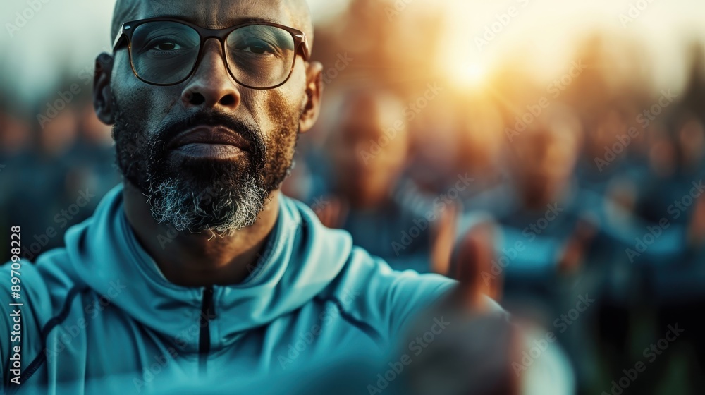 A man with glasses and a serious expression, focusing intently ahead while wearing a hoodie in an outdoor setting, capturing a moment of determination and resolve. A man with glasses and a serious expression, focusing intently ahead while wearing a hoodie in an outdoor setting, capturing a moment of determination and resolve.