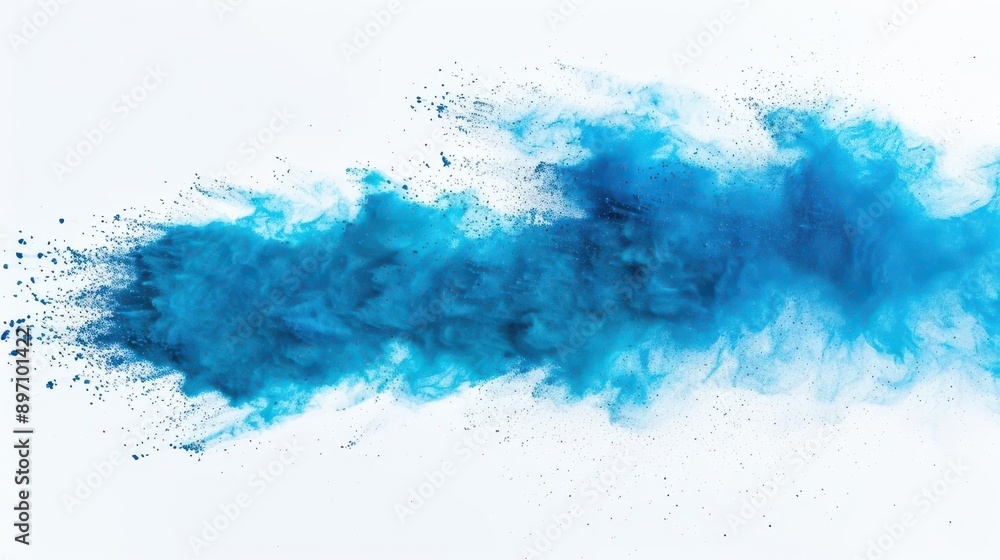 explosive color burst vibrant cyan powder cloud against pristine white backdrop dynamic freezeframe capture of holi festival pigment evoking joy and celebration explosive color burst vibrant cyan powder cloud against pristine white backdrop dynamic freezeframe capture of holi festival pigment evoking joy and celebration