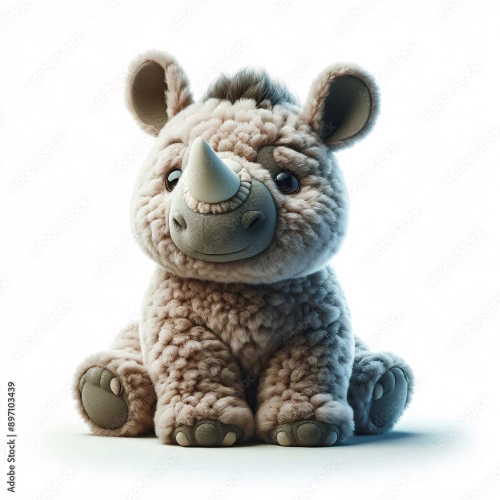 Cute plush animal illustration on white backround