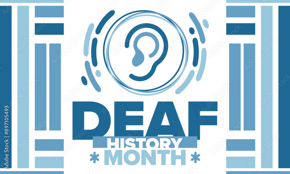 National Deaf History Month. Celebrated from March through April in United States. In honour of the achievement of the deaf and hard of hearing. Poster, postcard, banner. Vector illustration National Deaf History Month. Celebrated from March through April in United States. In honour of the achievement of the deaf and hard of hearing. Poster, postcard, banner. Vector illustration