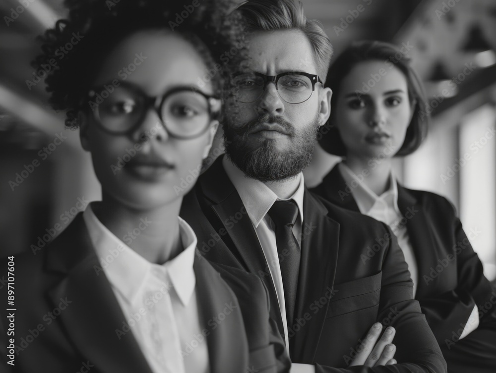 Group of professionals standing side by side, ready for meeting or conference Group of professionals standing side by side, ready for meeting or conference