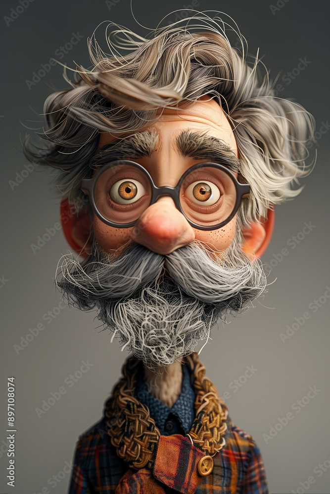 Portrait of a cute 3d old man character 3d rendering Portrait of a cute 3d old man character 3d rendering