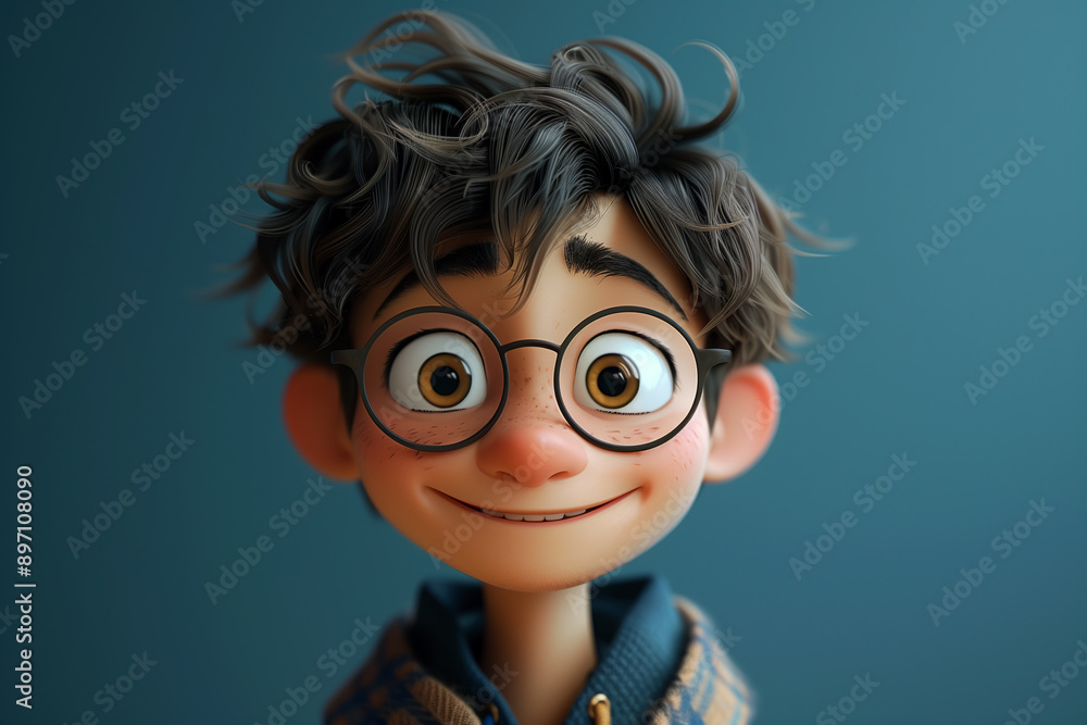 Portrait of a cute 3d boy character 3d rendering, illustration Portrait of a cute 3d boy character 3d rendering, illustration