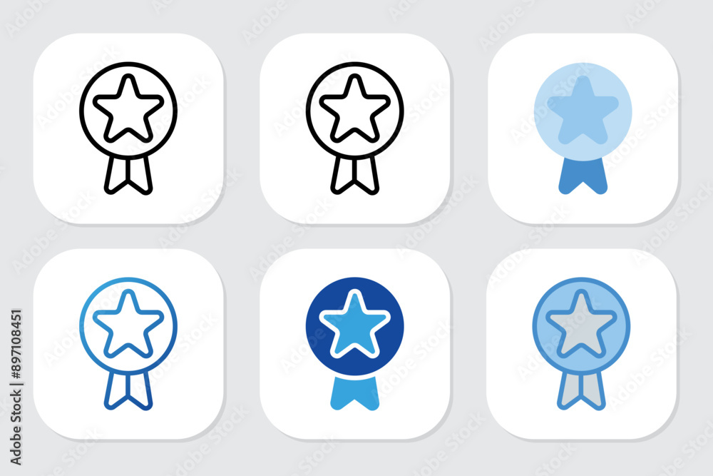 star badge icons with various design styles star badge icons with various design styles