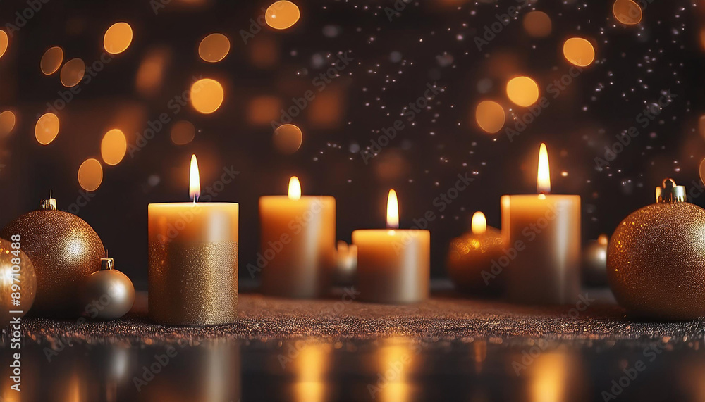 DETALHE DE VELAS DE NATAL EM FUNDO BOKEH DETALHE DE VELAS DE NATAL EM FUNDO BOKEH