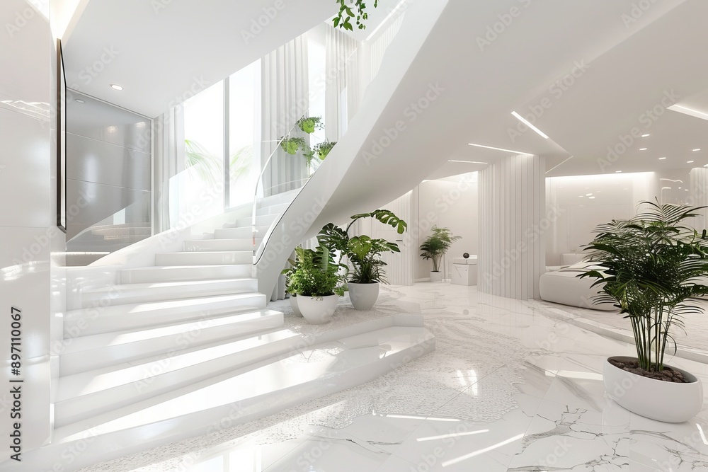interior design of a modern house with white walls interior design of a modern house with white walls
