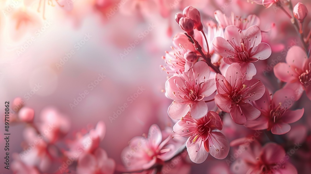 The delicate pink almond blossoms dazzle in the warm spring sunlight, creating a breathtaking scene The delicate pink almond blossoms dazzle in the warm spring sunlight, creating a breathtaking scene