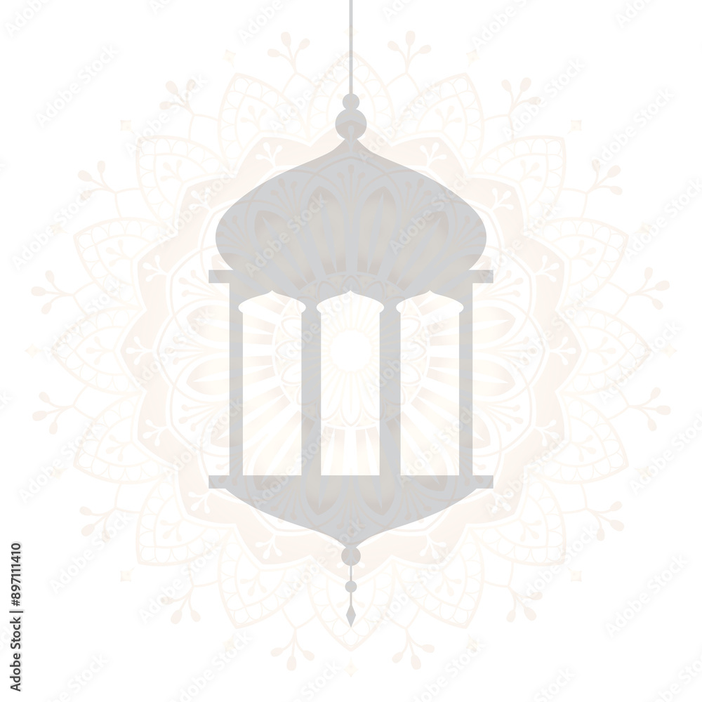 Naklejka premium Islamic gray lantern design element transparent png