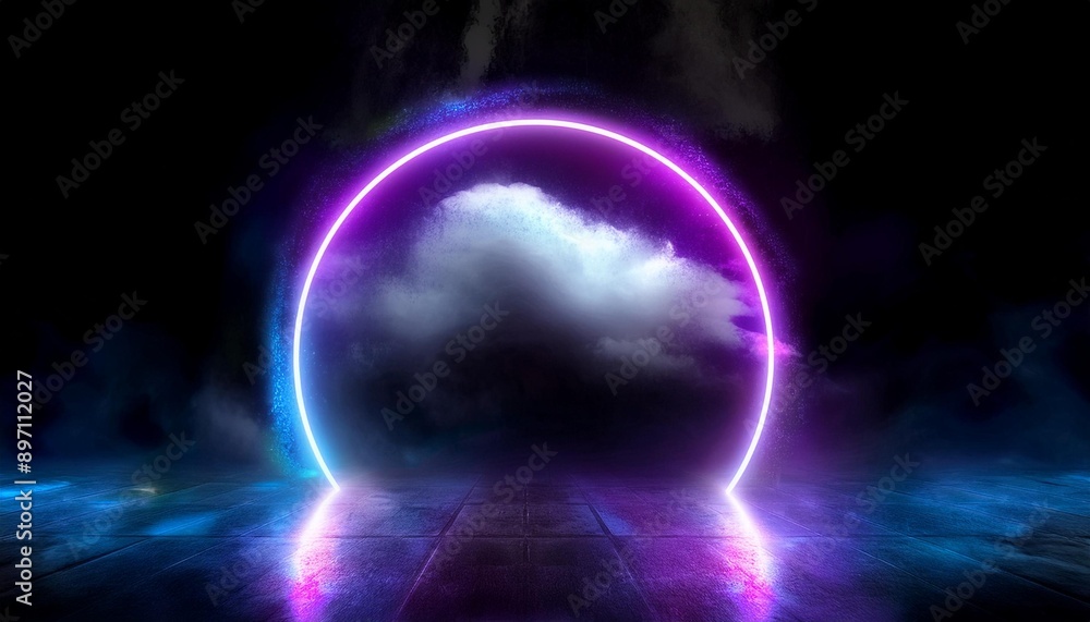 Fototapeta premium Data is linked to the cloud: data is uploaded into the cloud.