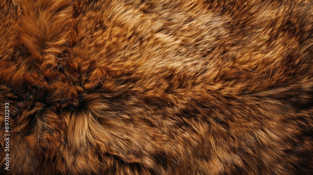 Detailed close up shot displaying the texture of luxurious brown faux fur fabric Detailed close up shot displaying the texture of luxurious brown faux fur fabric