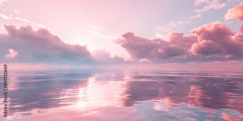 Fototapeta premium A serene lake scene with cloudy skies and calm waters