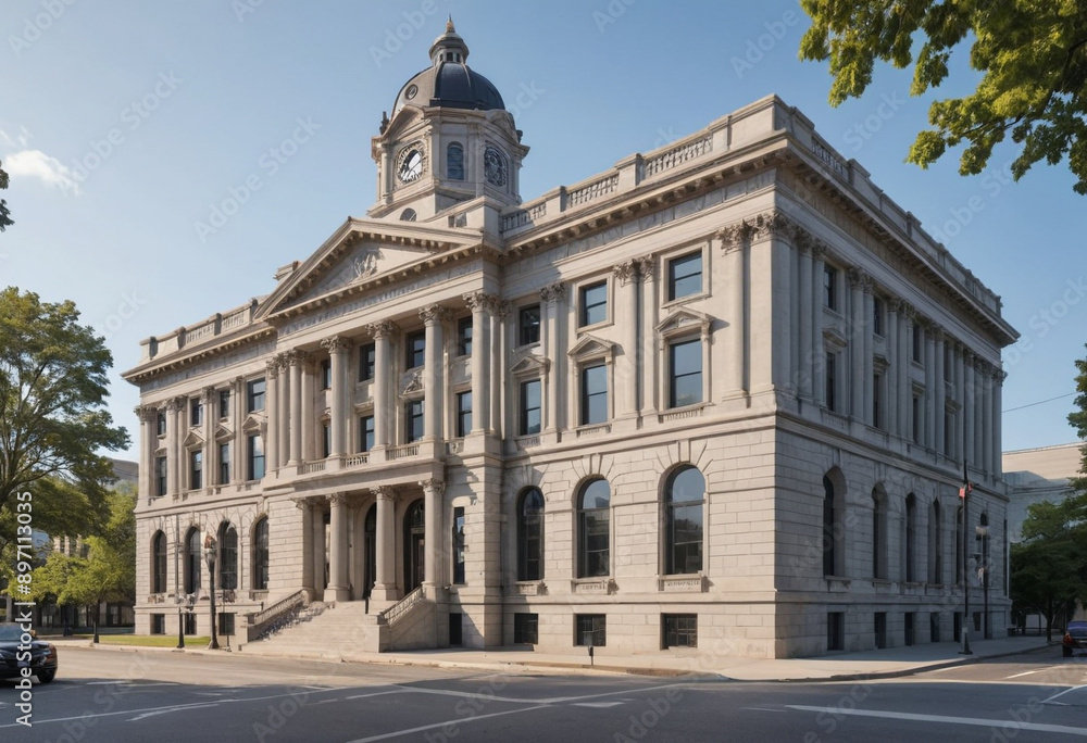 A historic courthouse building with grand architecture (Law). A historic courthouse building with grand architecture (Law).