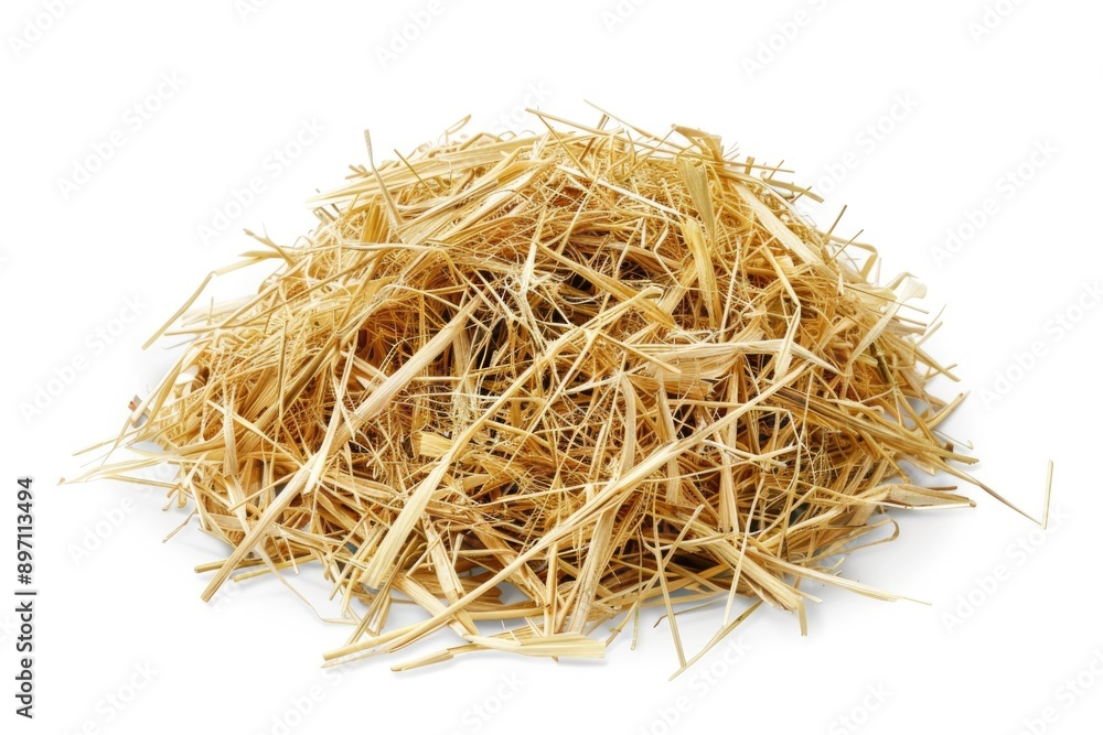 A stack of dry hay on a clean white background A stack of dry hay on a clean white background