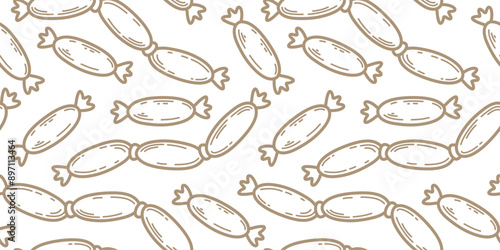Seamless Sausage Pattern Background. Continuous Sausage Pattern background. Sausage Pattern Seamless Design. 