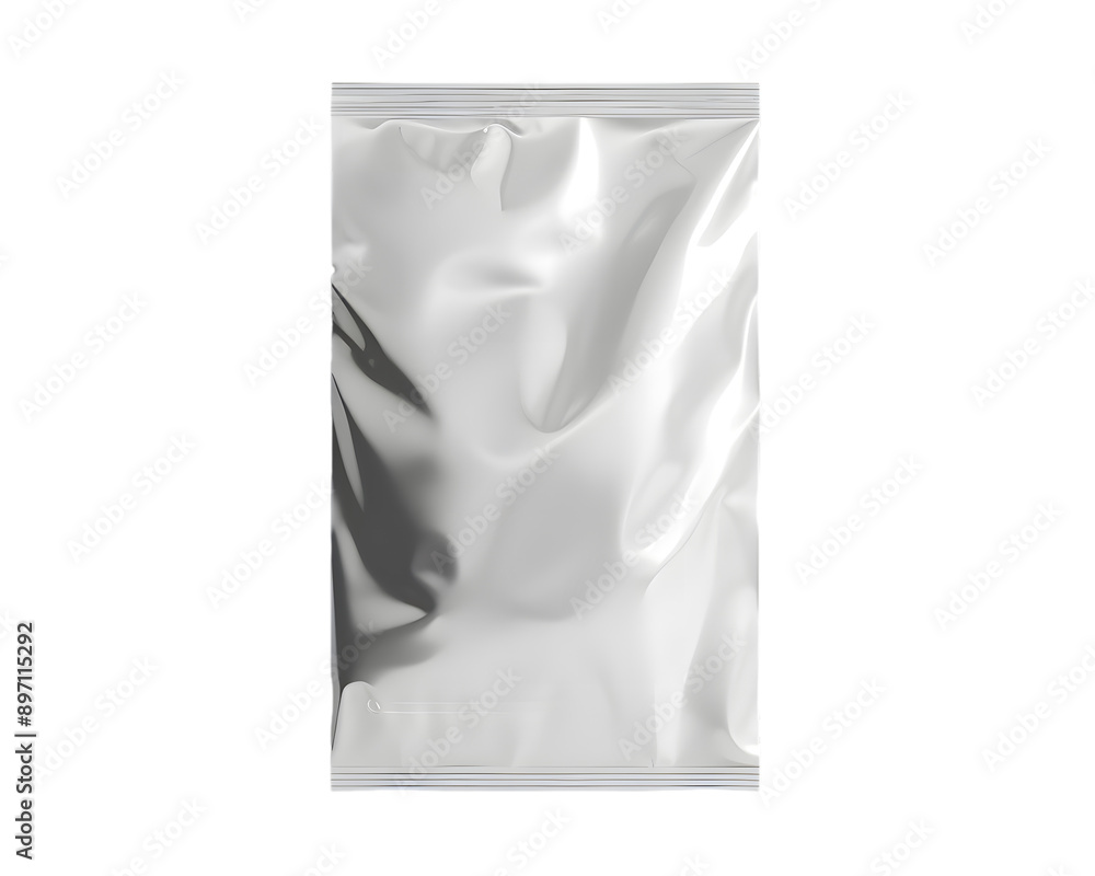 White foil wrapper mockup isolated on transparent background White foil wrapper mockup isolated on transparent background