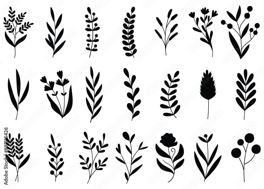 Hand Drawn Flower silhouette. Hand Drawn Flower silhouette.