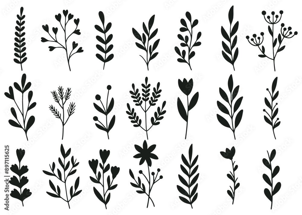 Hand Drawn Flower silhouette. Hand Drawn Flower silhouette.