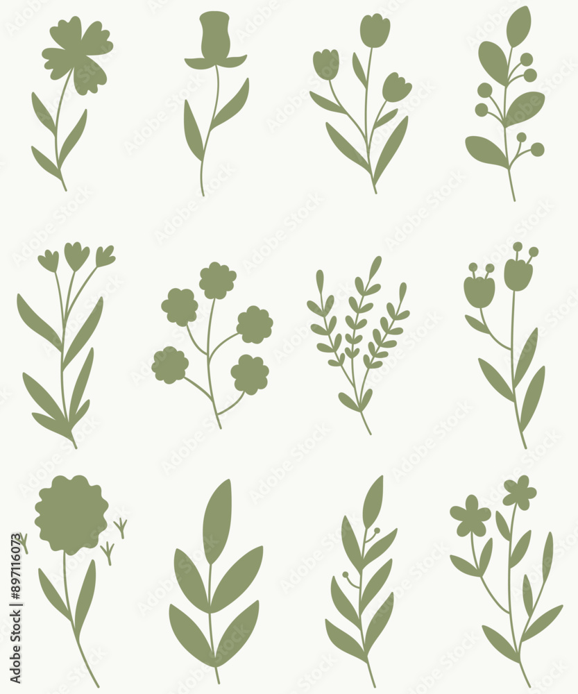 Hand Drawn Flower silhouette. Hand Drawn Flower silhouette.