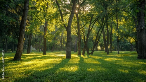 The arboretum park in sochi boasts sunlit green trees and a tranquil atmosphere perfect for relaxation