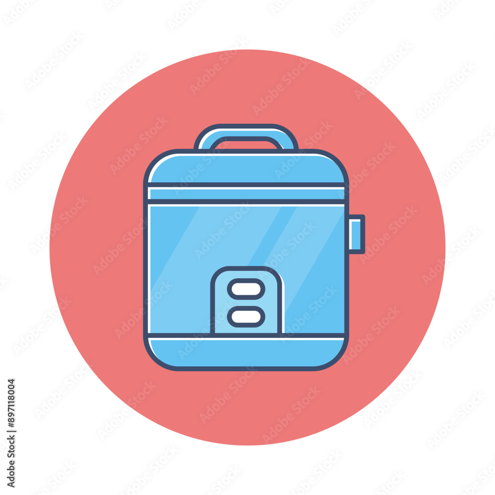 Rice cooker vector icon with circle background. Rice cooker vector icon with circle background.